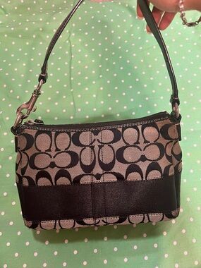 Coach Signature Mini Shoulder Bag -  Grey & Black Monogram